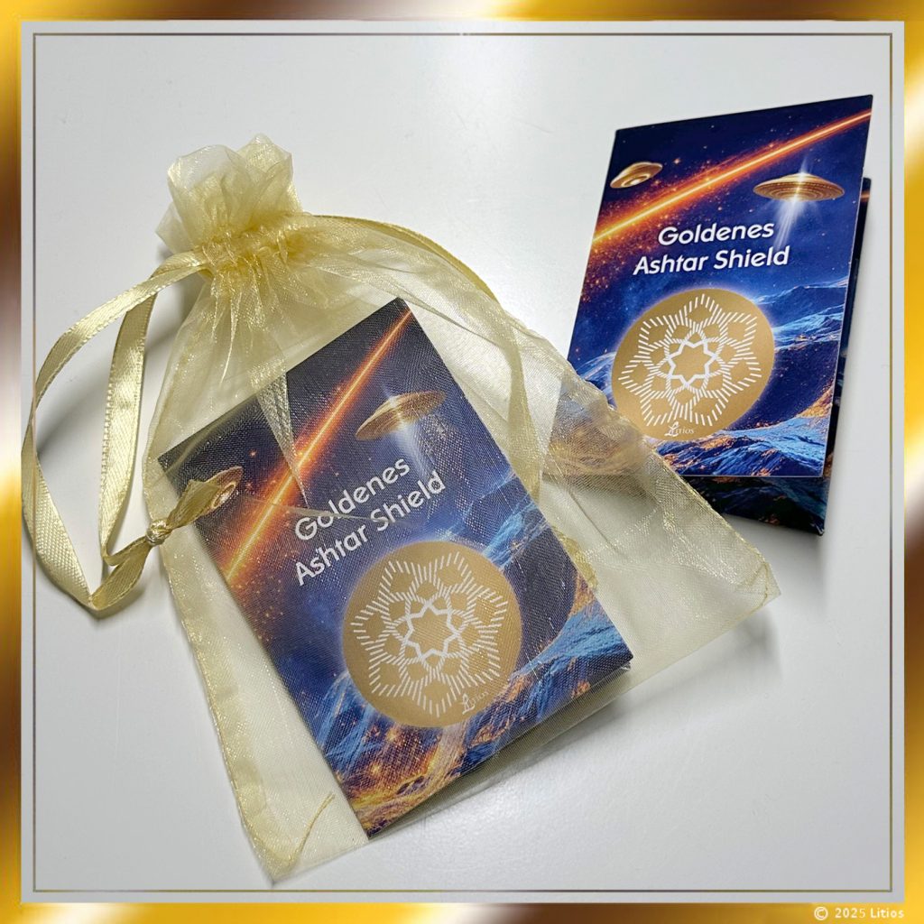 Goldenes Ashtar Shield - Litios-Lichtkristalle