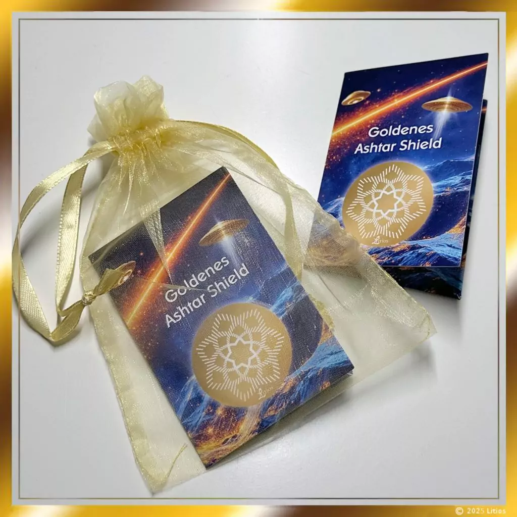 Goldenes Ashtar Shield - Litios-Lichtkristalle