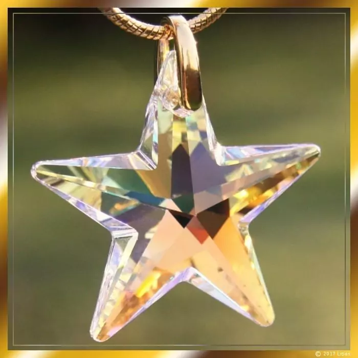 Goldener Diamant-Stern - Litios-Lichtkristalle